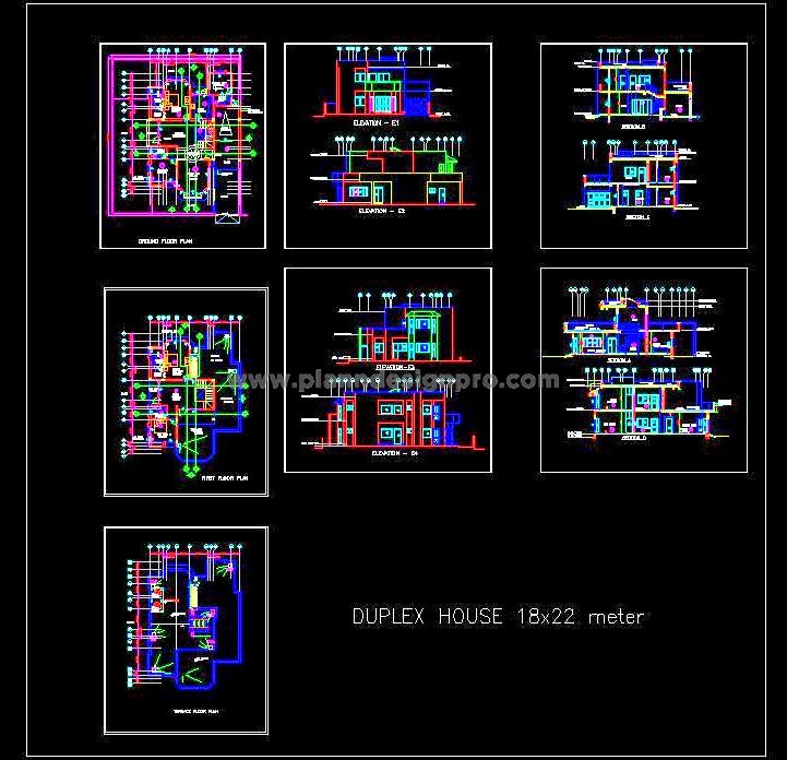 Duplex Apartment Floor Plan CAD- Open Space and Terrace